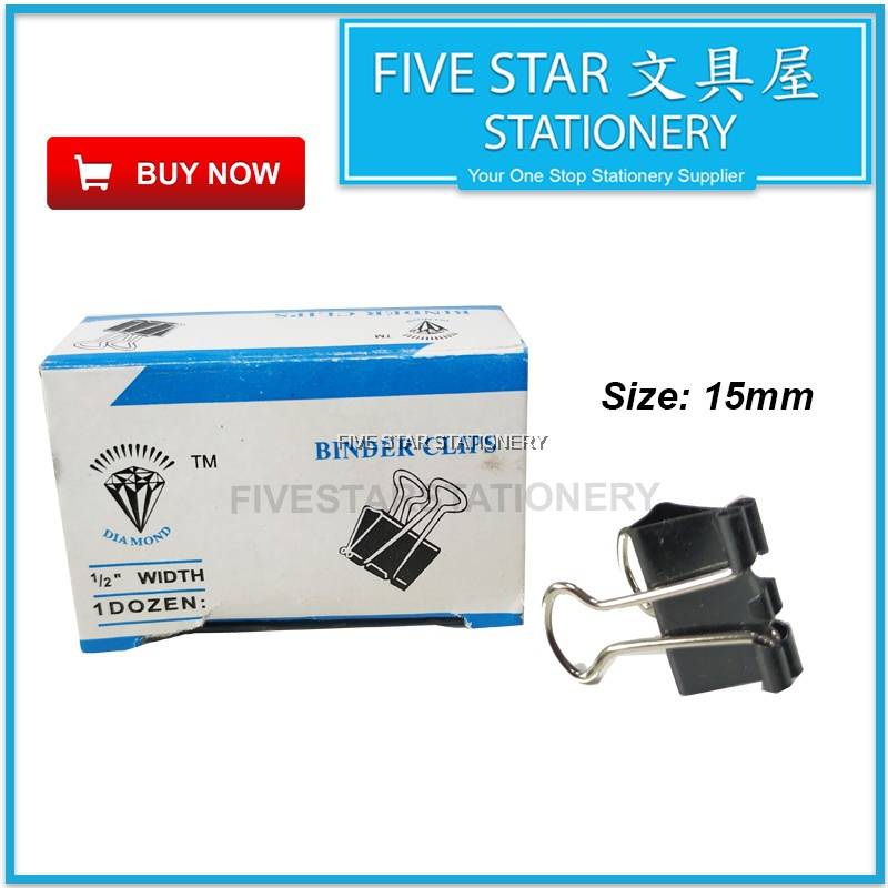 APLUS BC0015 Binder Clips 12 PCS 15mm